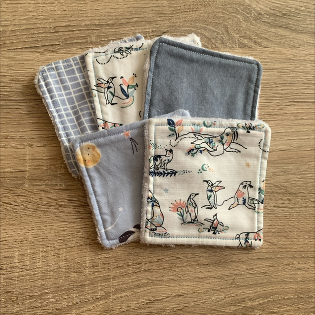 Lot de 5 lingettes lavables