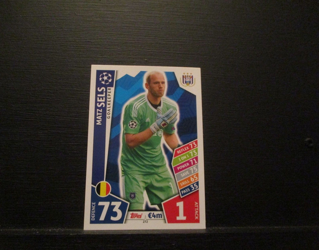 Matz Sels - UEFA Champions League Match Attax 2017/18 Original Trading Card #272