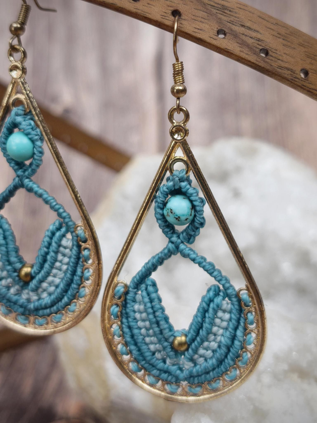 Boucles upcyclées dorées et bleues