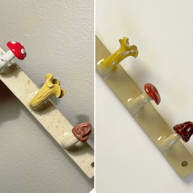 Hook rail, mixed mushrooms