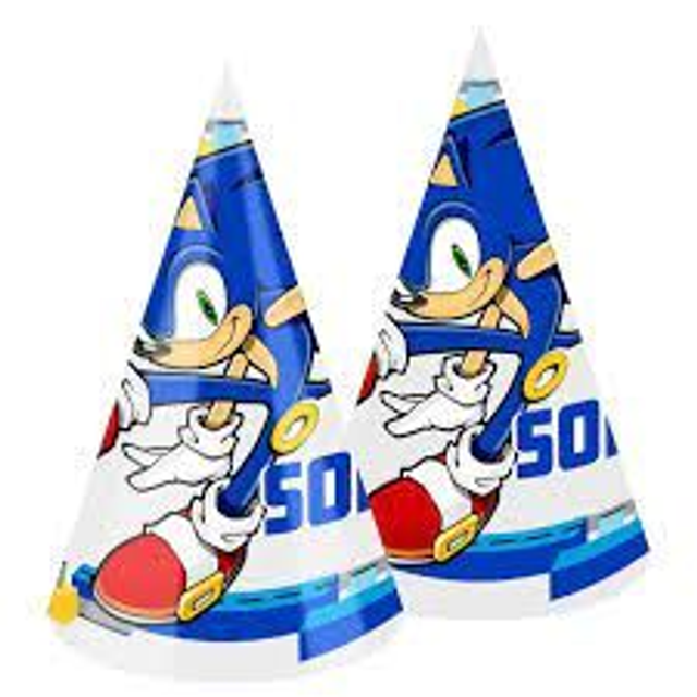 Pack de 6 Chapeaux de fête carton Sonic
