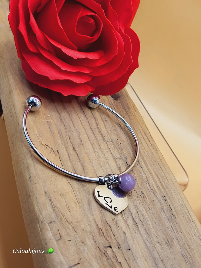 Bracelet cœur lepidolite 