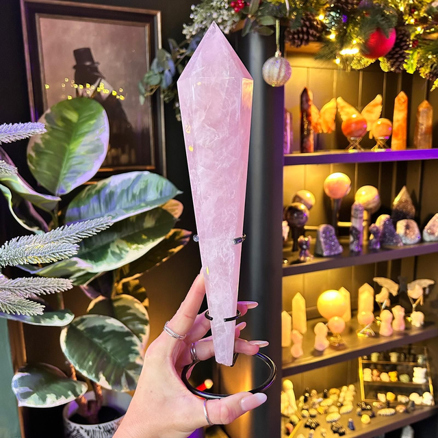 Rose Quartz Wand on Stand