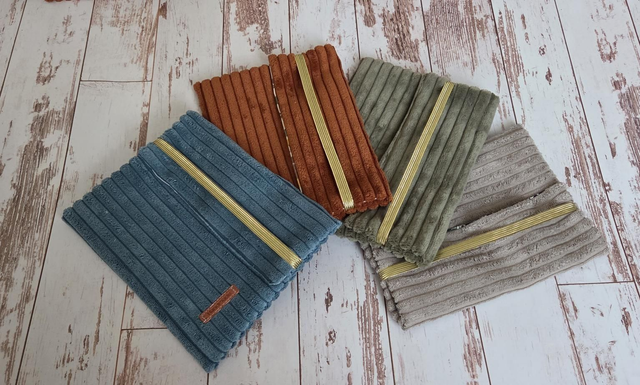 Pochette à livre, velours bleu