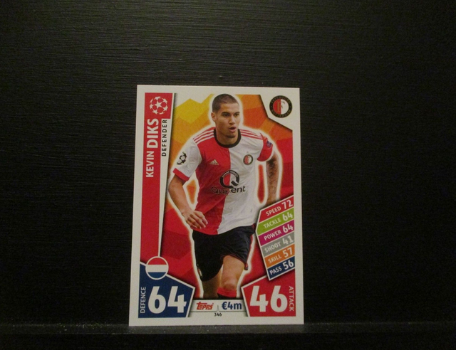 Kevin Diks - UEFA Champions League Match Attax 2017/18 Original Trading Card #346
