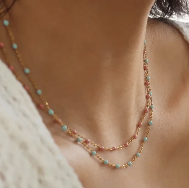 NEW! Enamel Droplet Delicate Duo Necklace