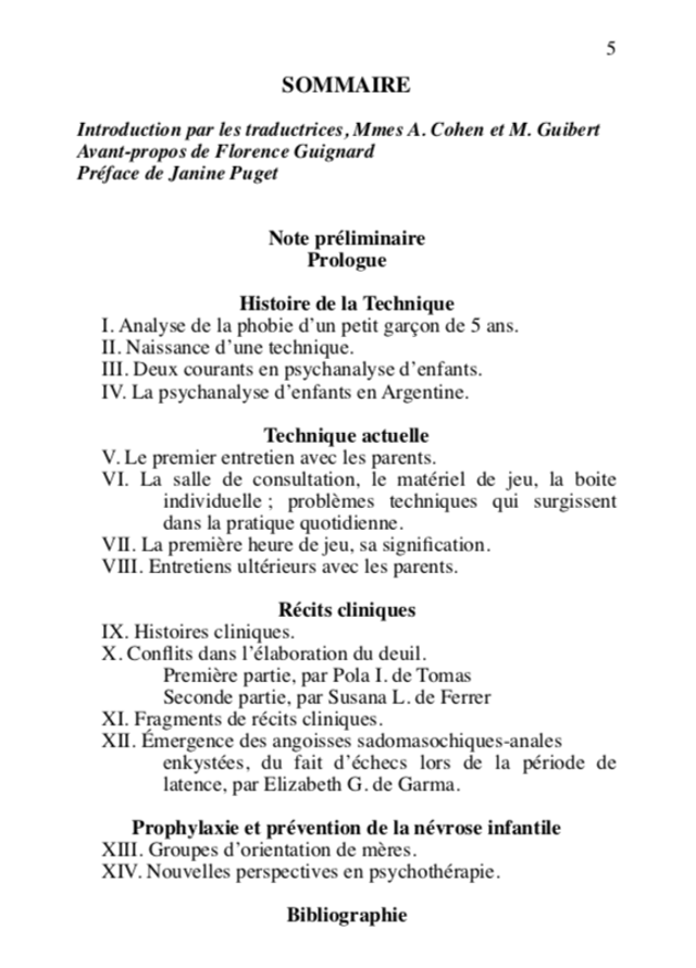 Théorie et technique de la psychanalyse des enfants de Arminda Aberastury de Pichon Rivière