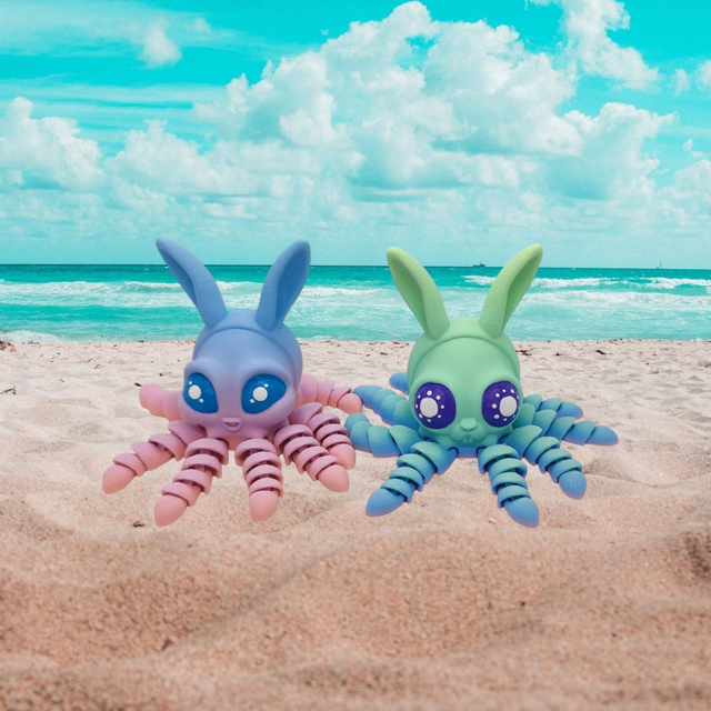 Octo bunny, articulated 3D printed figure, 3D printed hybrid animal, poseable 3D printed articulated octopus, Nova Printing UK, eco-friendly 3D print, 3D printed collectible UK
