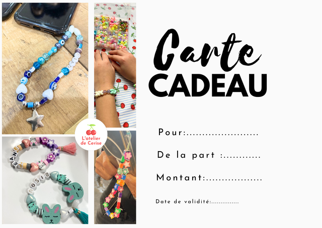 Carte Cadeau Bar à perles Adulte et Enfant