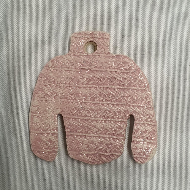 Pink knitted jumper hanging decoration