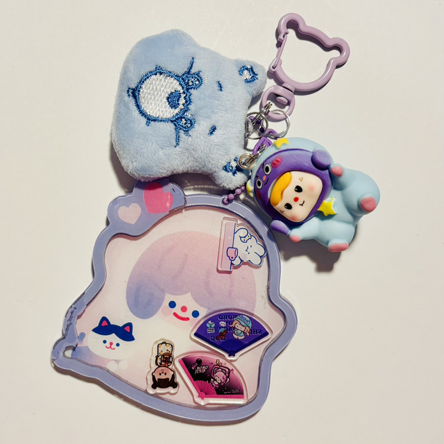 Mini Care Bear plush with cute Kawaii Doll figure &amp; Acrylic shaker charm keychain
