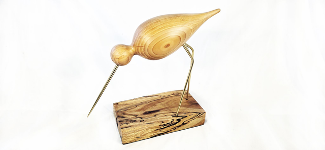 MA58 Wading Bird 2 by Meyrick Ames, 23x30x31 cm Wood/Metal