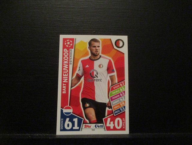 Bart Nieuwkoop - UEFA Champions League Match Attax 2017/18 Original Trading Card #350