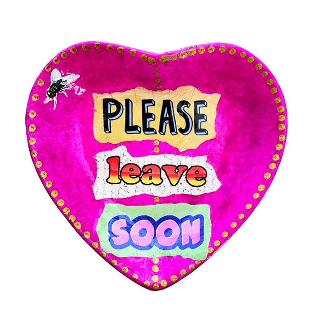 Neon Purple Upcycled Trinket Dish - "Please Leave Soon" by House of Frisson