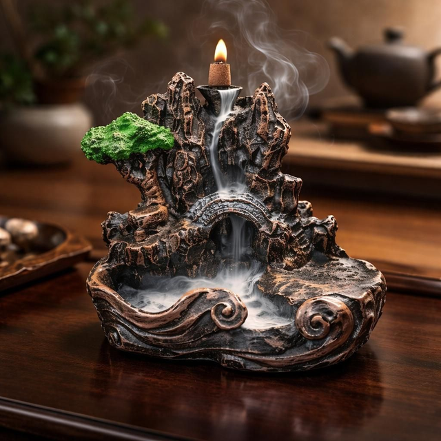 "Pont sous les rochers" - Fontaine à encens - Résine