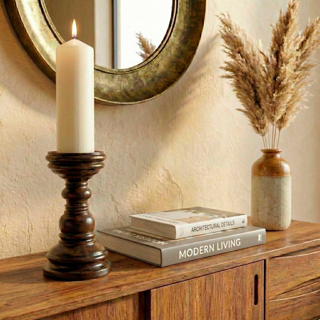 Candelabro de Madera Torneada "Nuit" – Fusión Vintage y Moderna