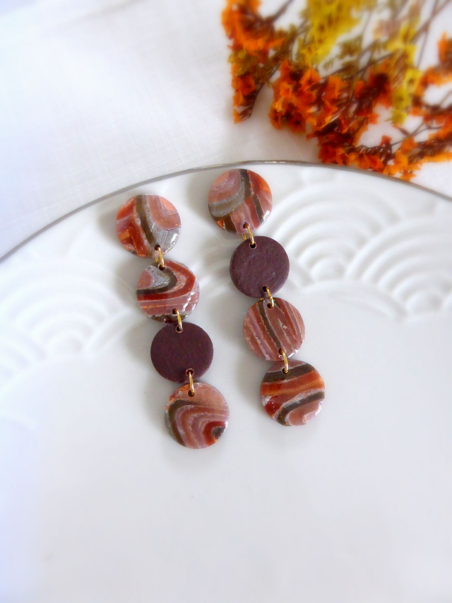 Boucles d'oreilles asymétriques rondes - Terre Cannelle