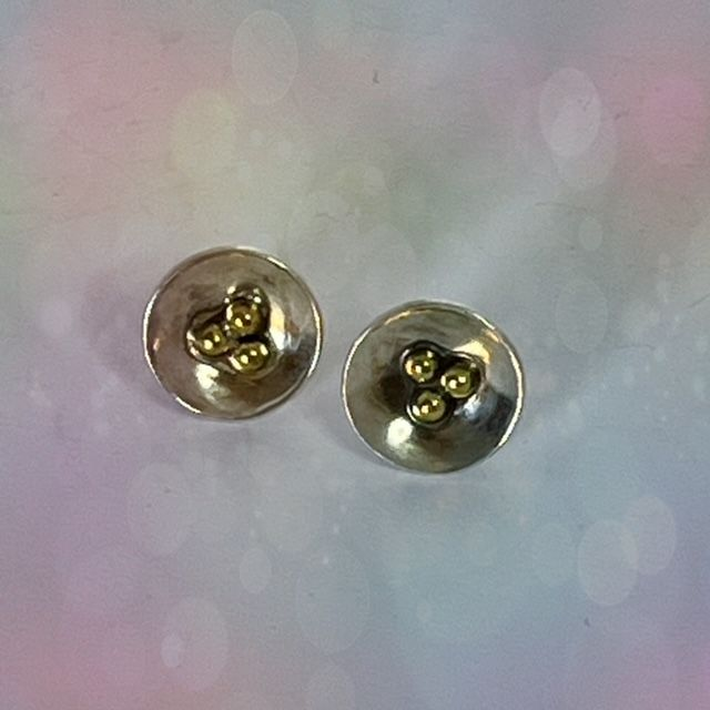 Silver and Brass Seed Pod Earrings