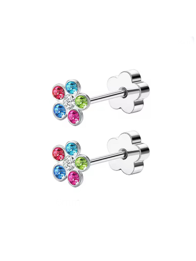 Colourful Rhinestone Flower Mini Comfort Back Studs