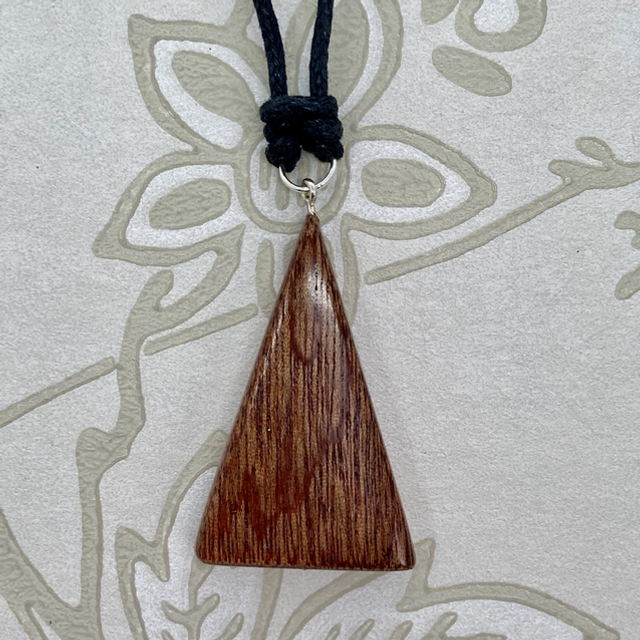 Sapele - Glossy triangle sapele wood pendant - I was an off-cut [020-0049]