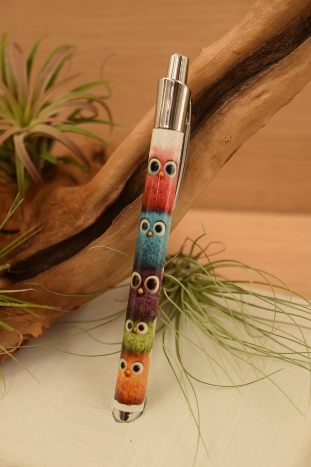 Cute Bird Stack Aluminium Pen – Quirky Colourful Stationery Gift