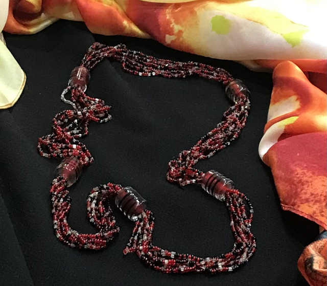 Red Mixed Coloured Necklace- NEC99