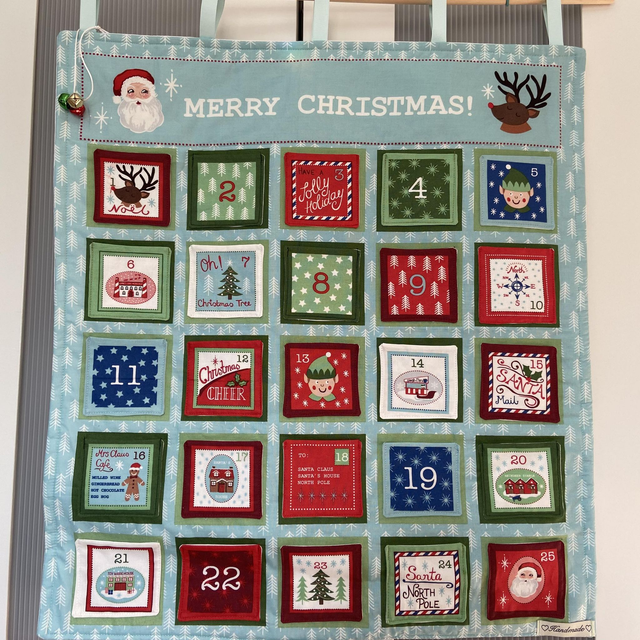 Santa &amp; Rudolph Re-Usable Pocket Advent Calendar with free personalised name tag