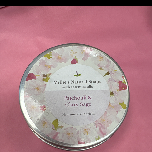 Millies natural soaps with essential oils, patchouli and clary sage travel soap
