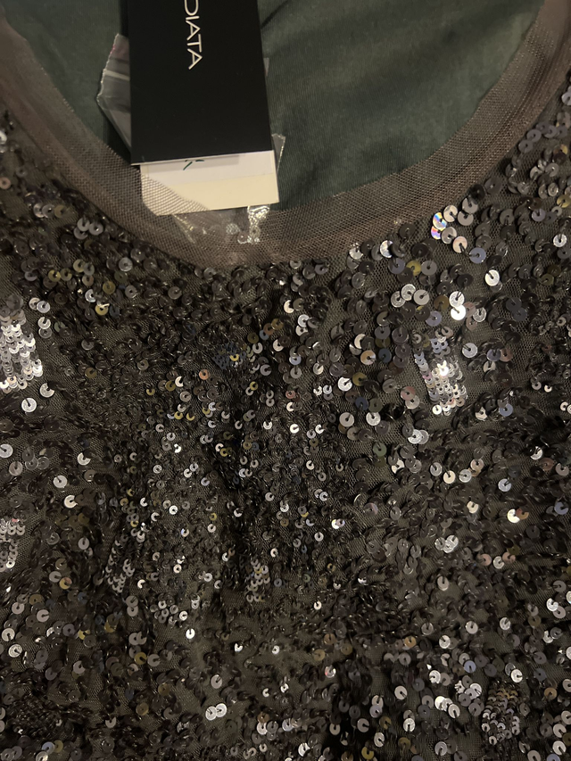 Andiata Pandora toppi paljeteilla - juhlatoppi koko M