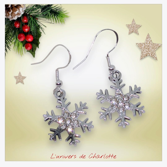 Boucles d'oreilles "Flocon" argentée BO-206