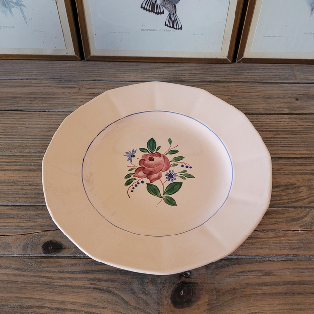 Plat rond "plat" Digoin Sarreguemines modèle 9177 rose poudrée 