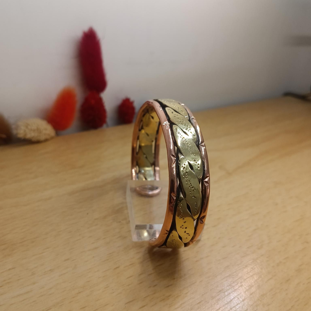 Bracelet unique en laiton et cuivre – tresse épaisse, style élégant