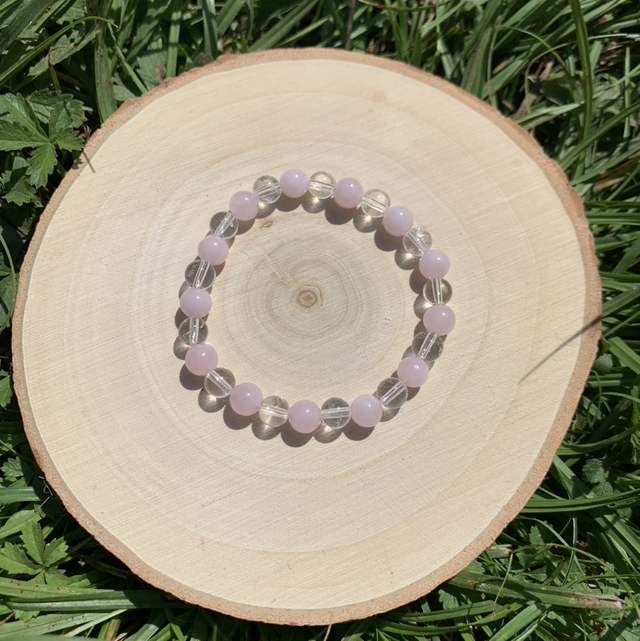 Bracelet Enfant Quartz rose et Cristal