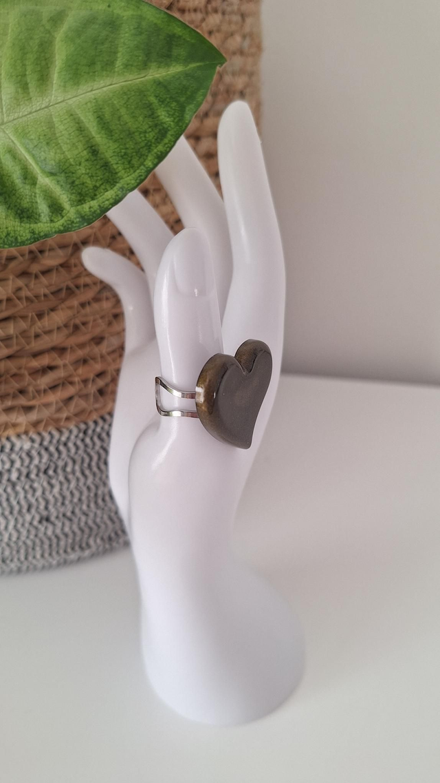 Bague cœur asymétrique marrons 