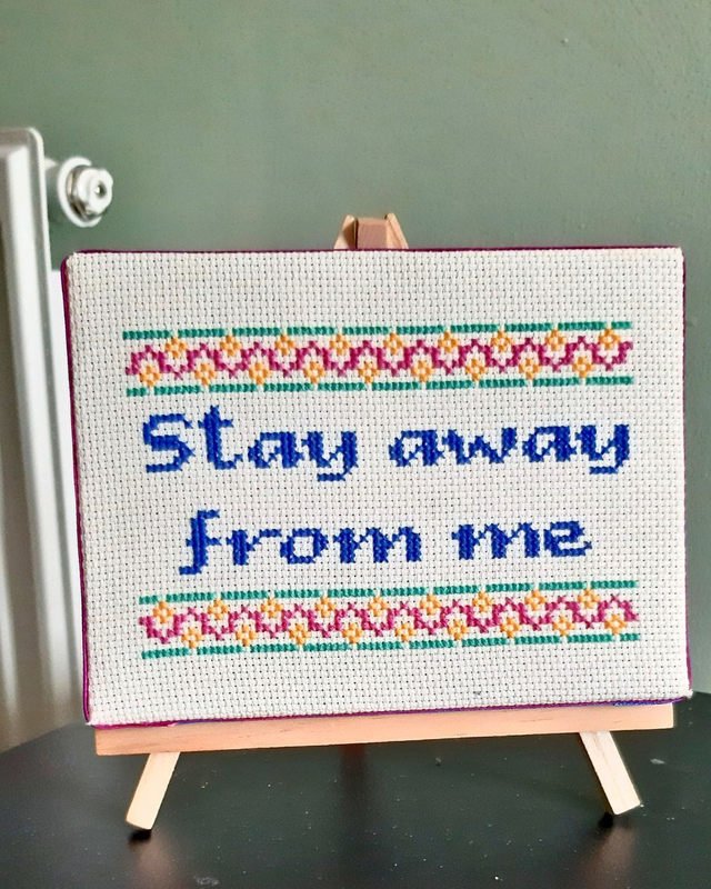 Stay away from me, completed cross stitch home decor gift