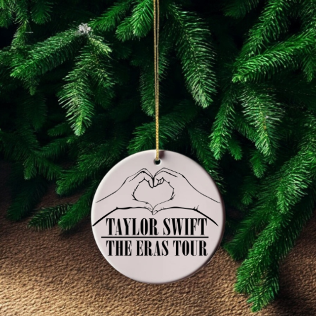 Round Ceramic Taylor Swift Themed Christmas Ornaments