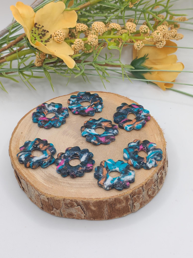 Fleurs Leady Mélange Fluo Bleu/Rose/Orange/Noir