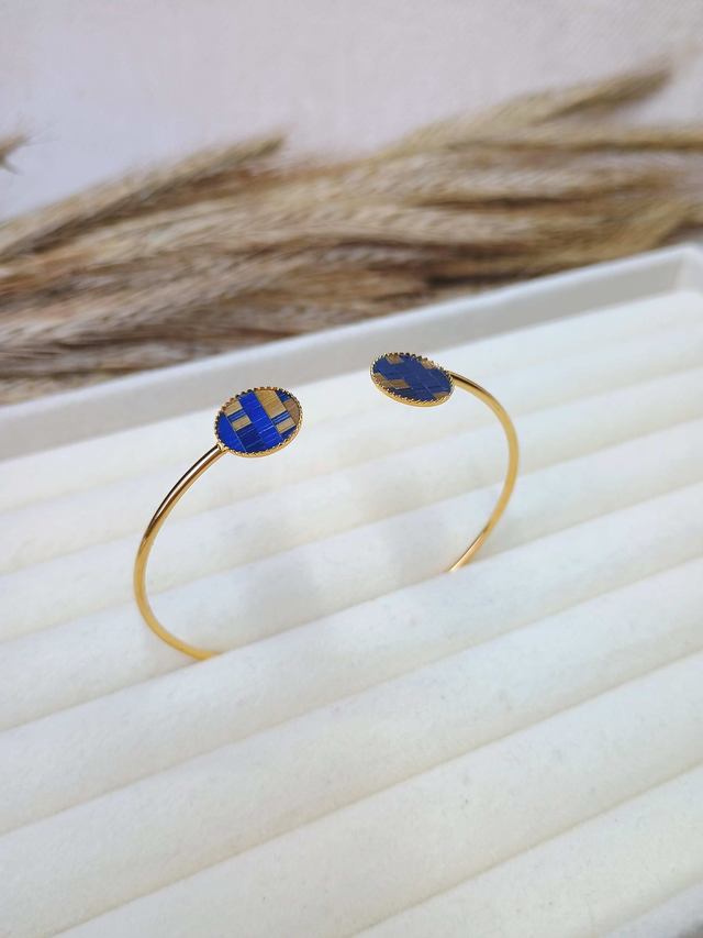 Bracelet JONC Mosaïque Bleu/doré 