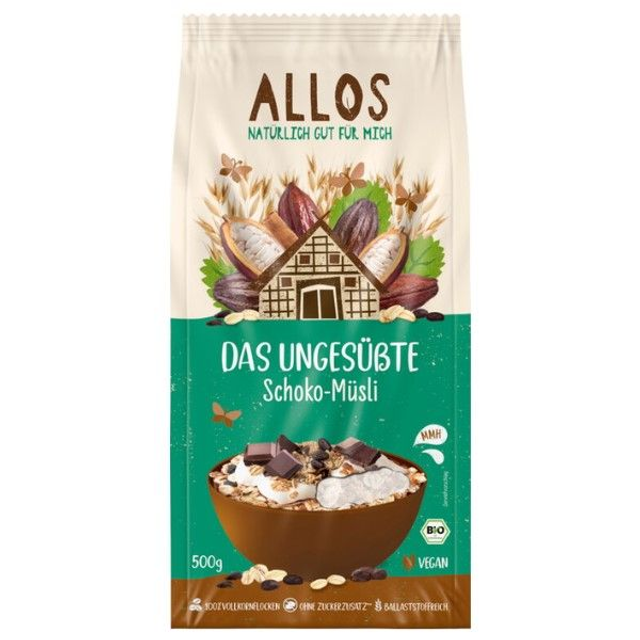 Allos Das ungesüßte Schoko-Müsli 500g Packung