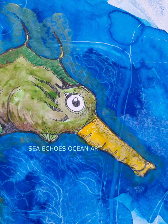 Spiny Seahorse in Green (Original Artwork)