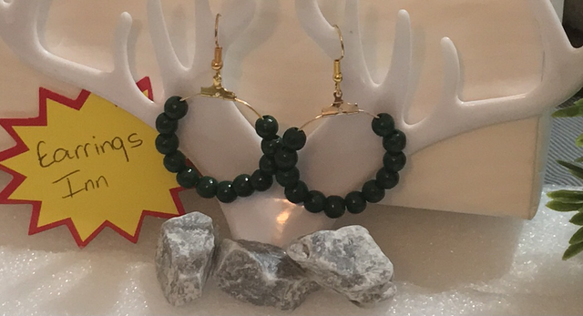 Green Hoop Wood Earrings- GHE02