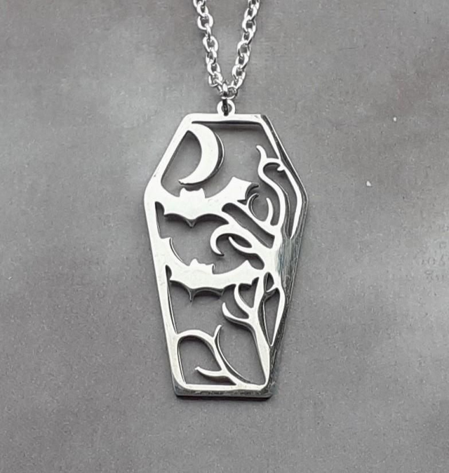 Moonlight Bats Coffin Necklace 
