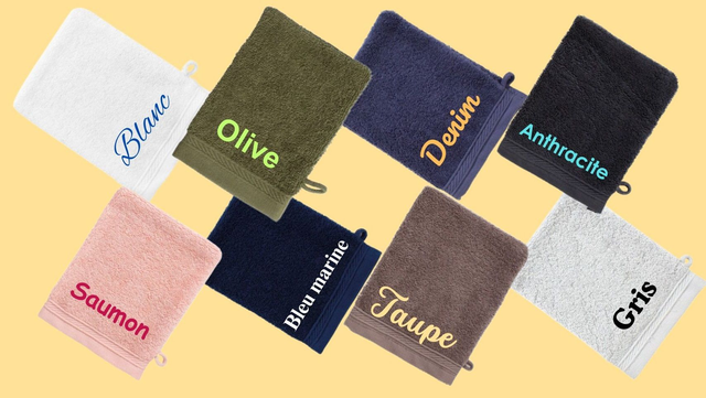 Gant de toillete brodé - 100% coton personnalisé