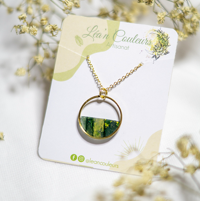 Collier emeraude - horizon • en polymère