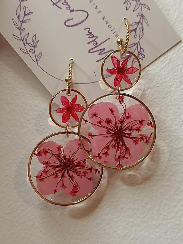 Boucles fleurs séchées rose