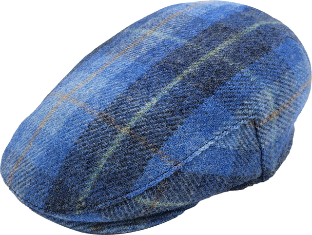 Blue Check Flat Cap in H38-309 