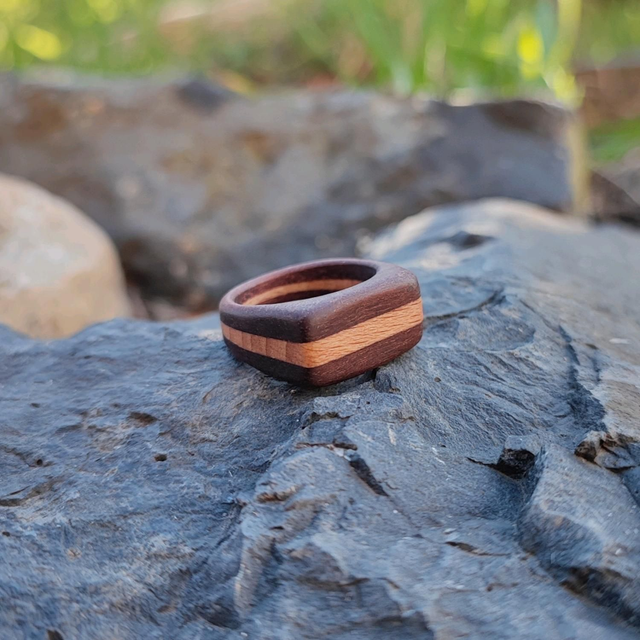 Chevalière en Bois de Pao Roxo et Hêtre