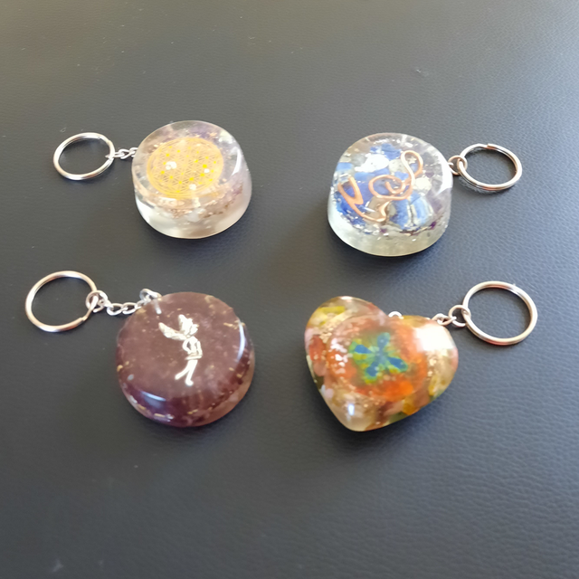 Porte-clef Orgonite Rond ou Coeur Personnalisé