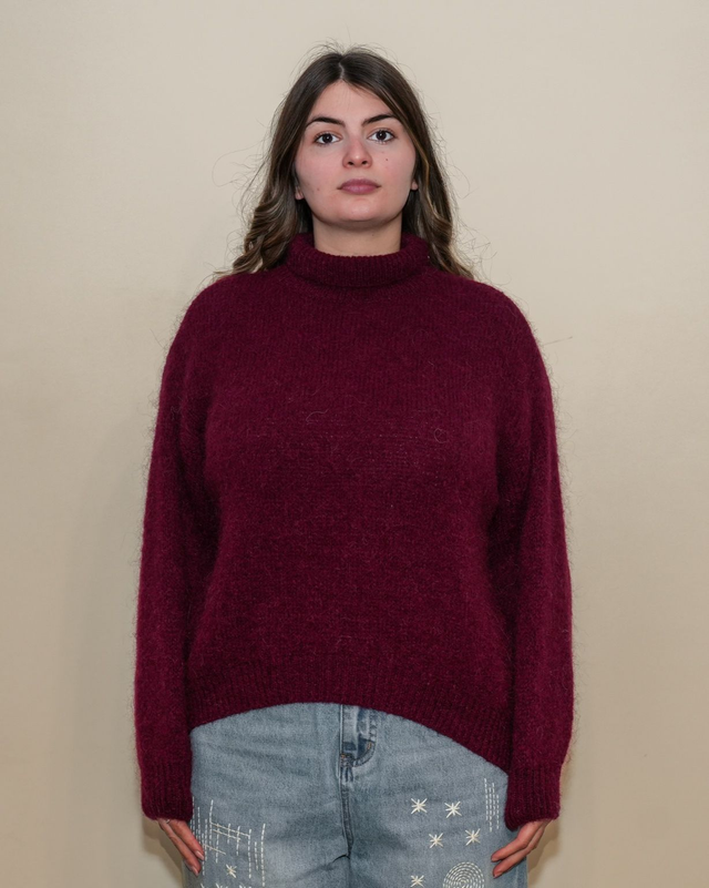 Maglione mohair collo alto