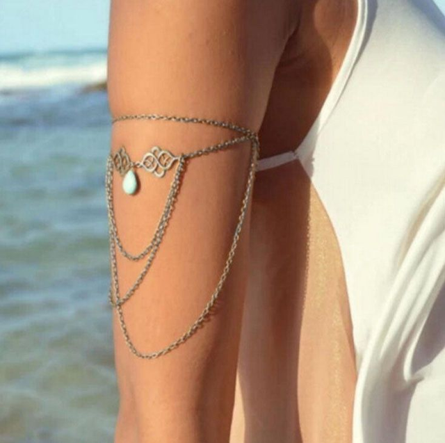 Bracelet de biceps Pierre goutte d'eau Argent